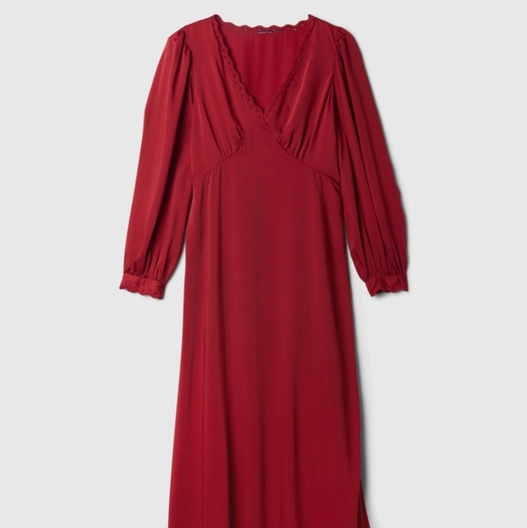 New GAP Elegant Red Satin Empire Dress Size S - Picture 5 of 13